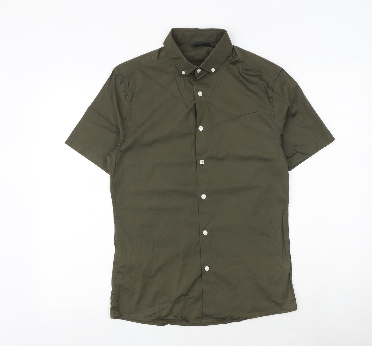 ASOS Mens Green Cotton Polo Size S Collared Button
