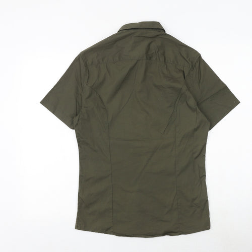 ASOS Mens Green Cotton Polo Size S Collared Button
