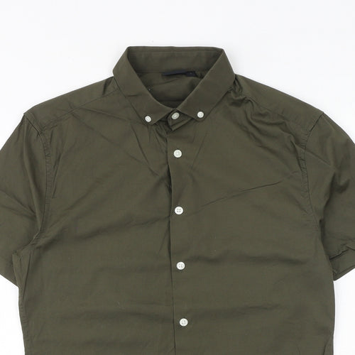 ASOS Mens Green Cotton Polo Size S Collared Button
