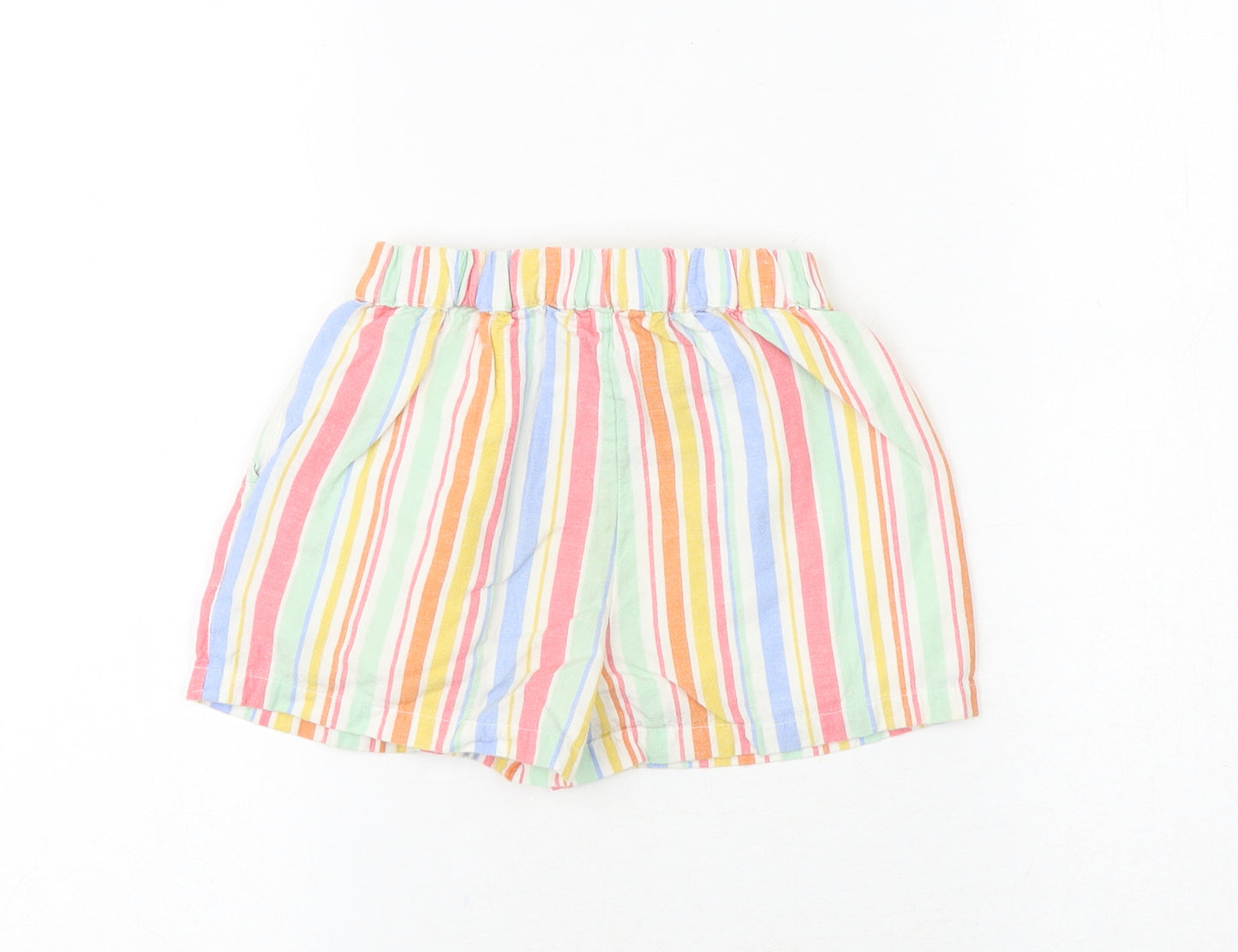 John Lewis Girls Multicoloured Striped Linen Paperbag Shorts Size 4 Years Regular Tie