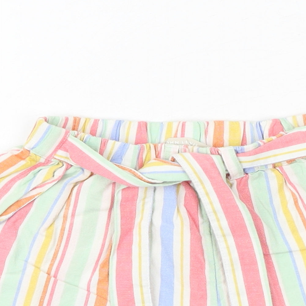 John Lewis Girls Multicoloured Striped Linen Paperbag Shorts Size 4 Years Regular Tie