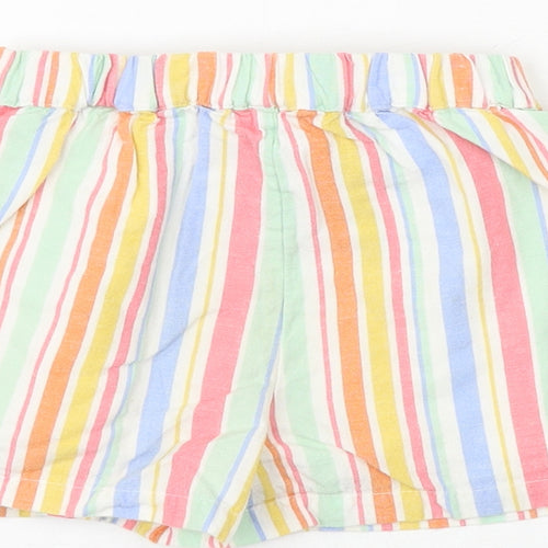 John Lewis Girls Multicoloured Striped Linen Paperbag Shorts Size 4 Years Regular Tie
