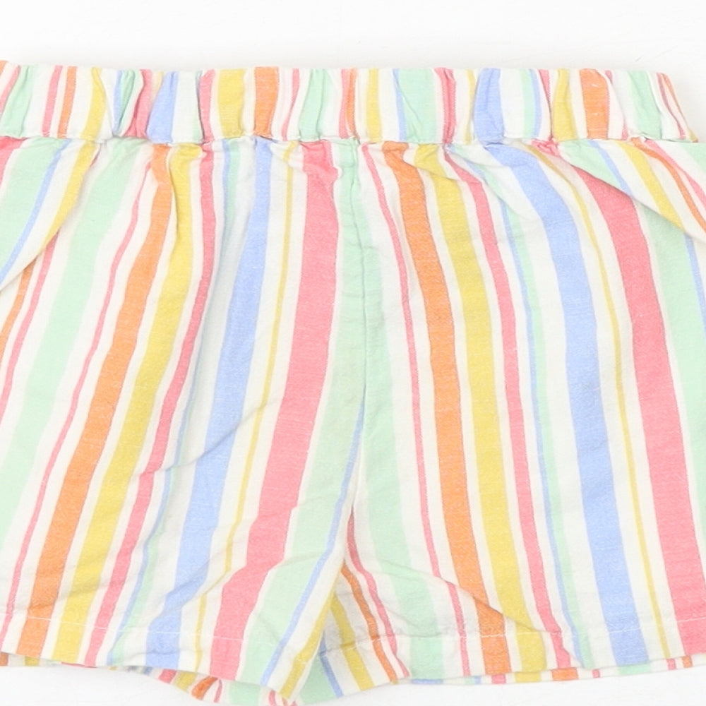 John Lewis Girls Multicoloured Striped Linen Paperbag Shorts Size 4 Years Regular Tie