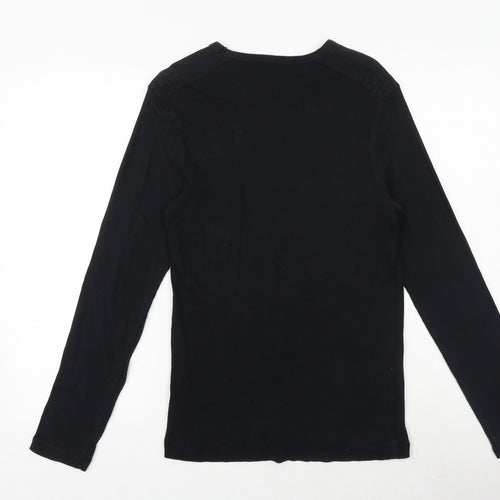 Burton Mens Black V-Neck Cotton Pullover Jumper Size M Long Sleeve