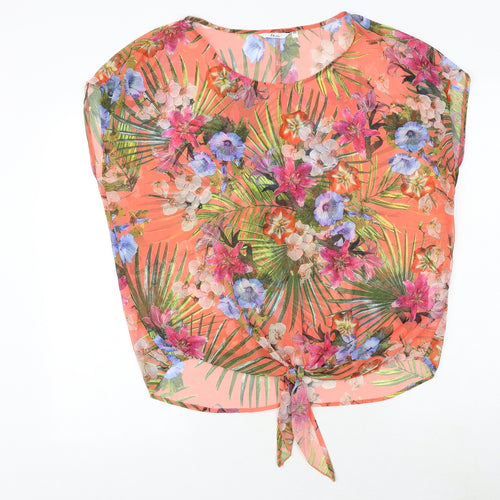 Etam Womens Multicoloured Floral Polyester Basic Blouse Size 12 Round Neck