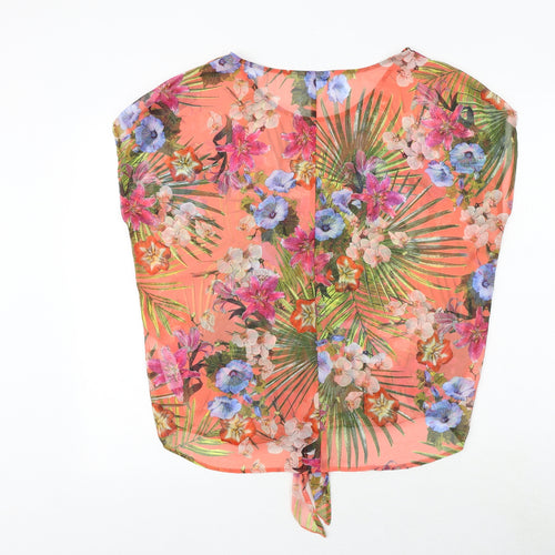 Etam Womens Multicoloured Floral Polyester Basic Blouse Size 12 Round Neck