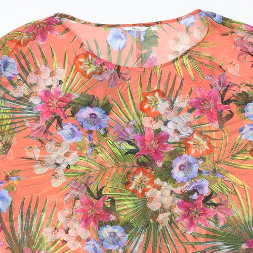 Etam Womens Multicoloured Floral Polyester Basic Blouse Size 12 Round Neck
