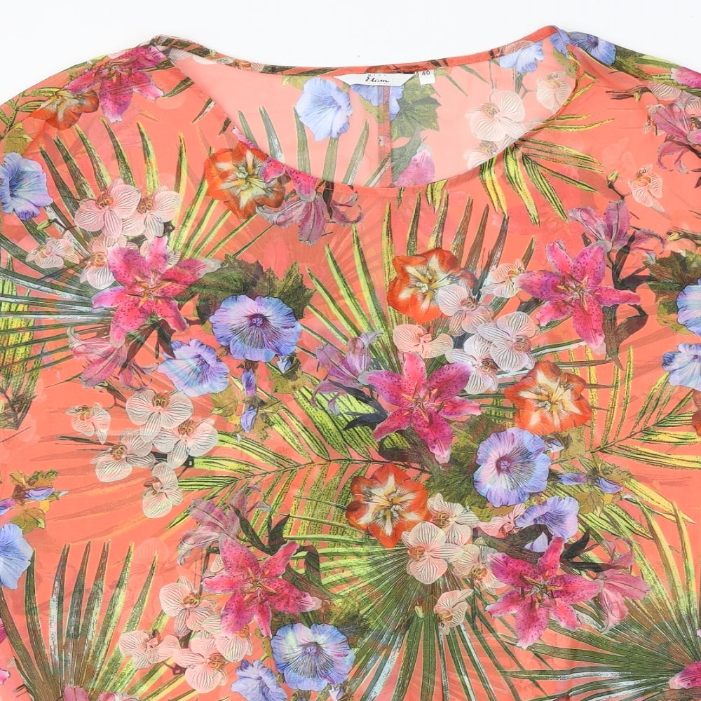Etam Womens Multicoloured Floral Polyester Basic Blouse Size 12 Round Neck