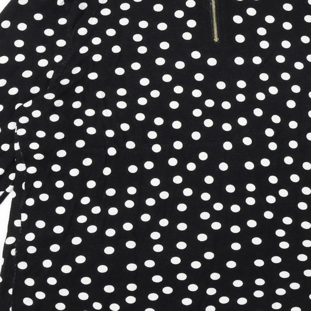 Chicos Womens Black Round Neck Polka Dot Viscose Pullover Jumper Size L