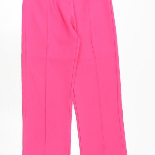 PRETTYLITTLETHING Womens Pink Polyester Windbreaker Trousers Size 6 Regular Zip