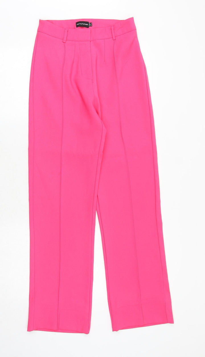 PRETTYLITTLETHING Womens Pink Polyester Windbreaker Trousers Size 6 Regular Zip
