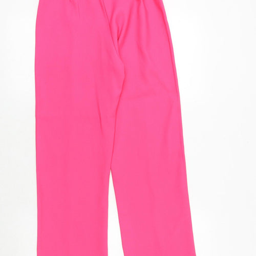PRETTYLITTLETHING Womens Pink Polyester Windbreaker Trousers Size 6 Regular Zip
