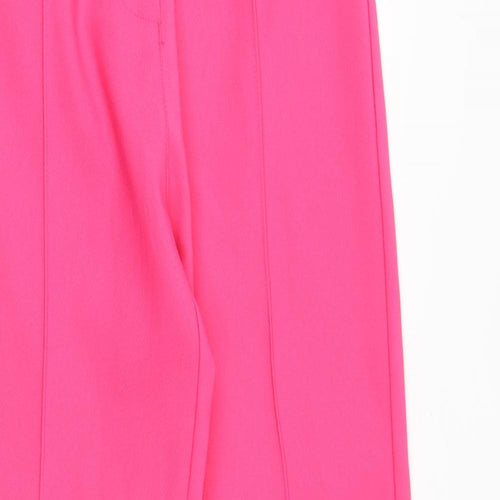 PRETTYLITTLETHING Womens Pink Polyester Windbreaker Trousers Size 6 Regular Zip