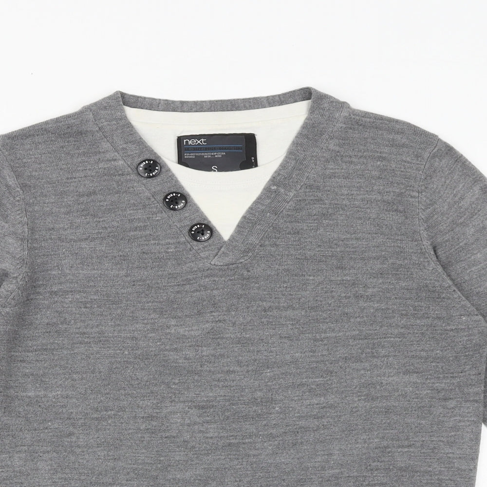 NEXT Mens Grey Round Neck Acrylic Pullover Jumper Size S Long Sleeve