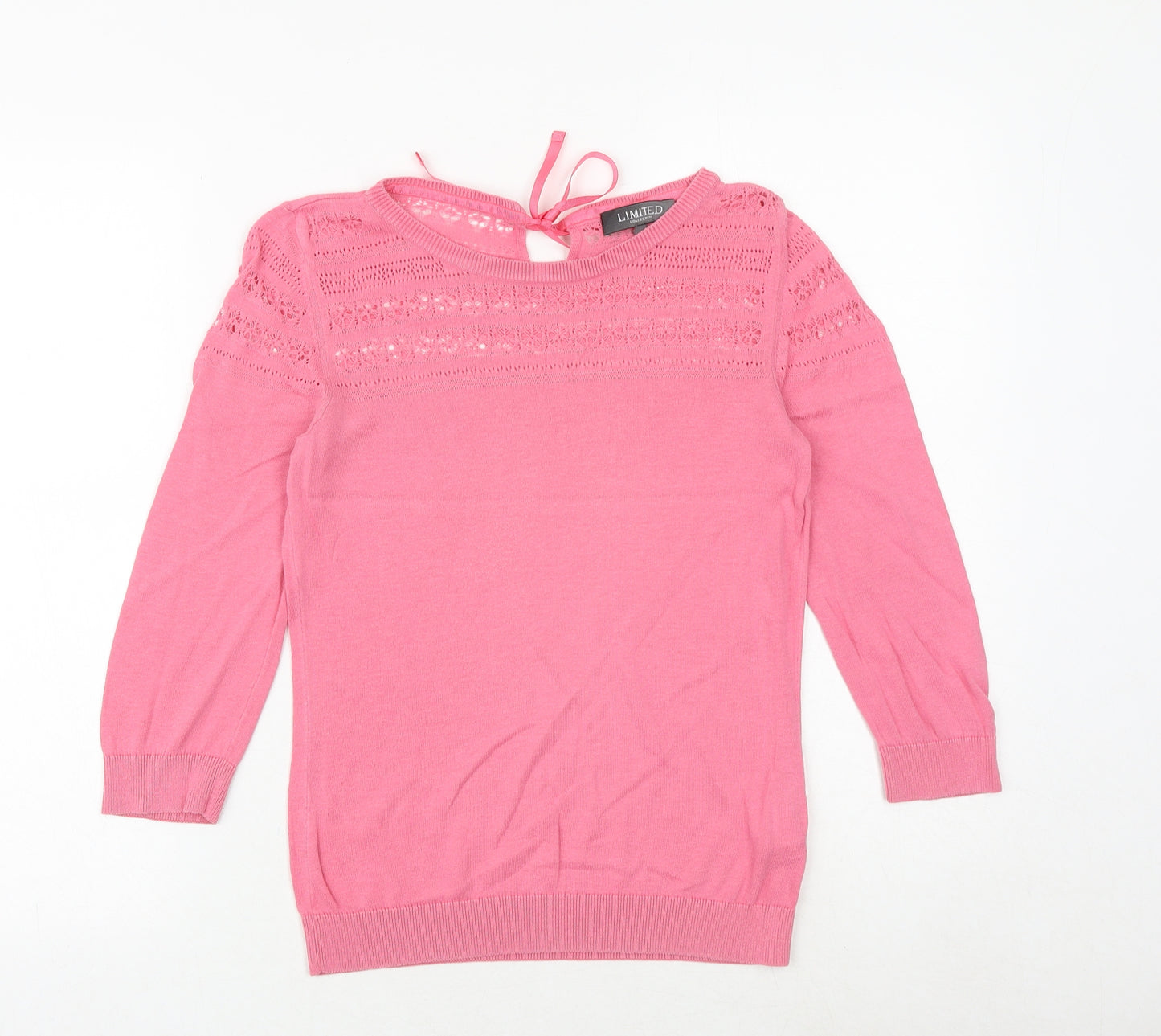 Marks and Spencer Womens Pink Round Neck Cotton Pullover Jumper Size 8