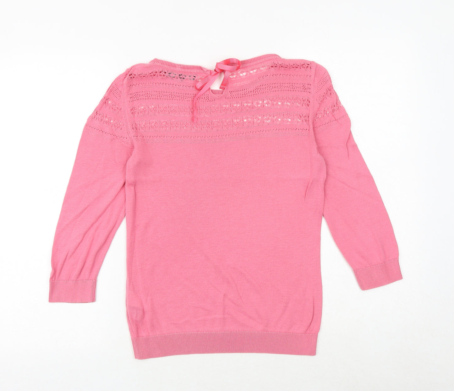 Marks and Spencer Womens Pink Round Neck Cotton Pullover Jumper Size 8