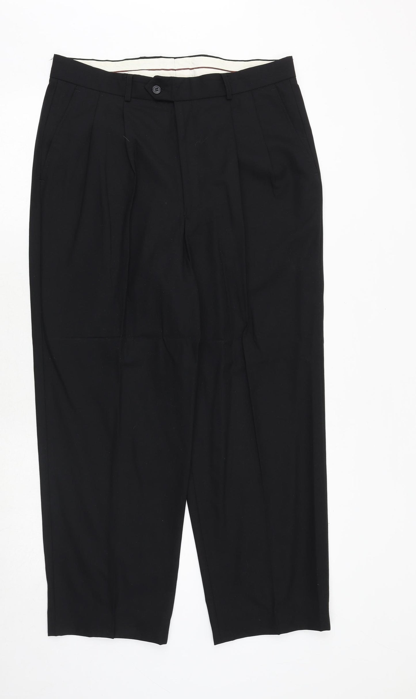 Debenhams Mens Black Polyester Dress Pants Trousers Size 34 in Regular Zip