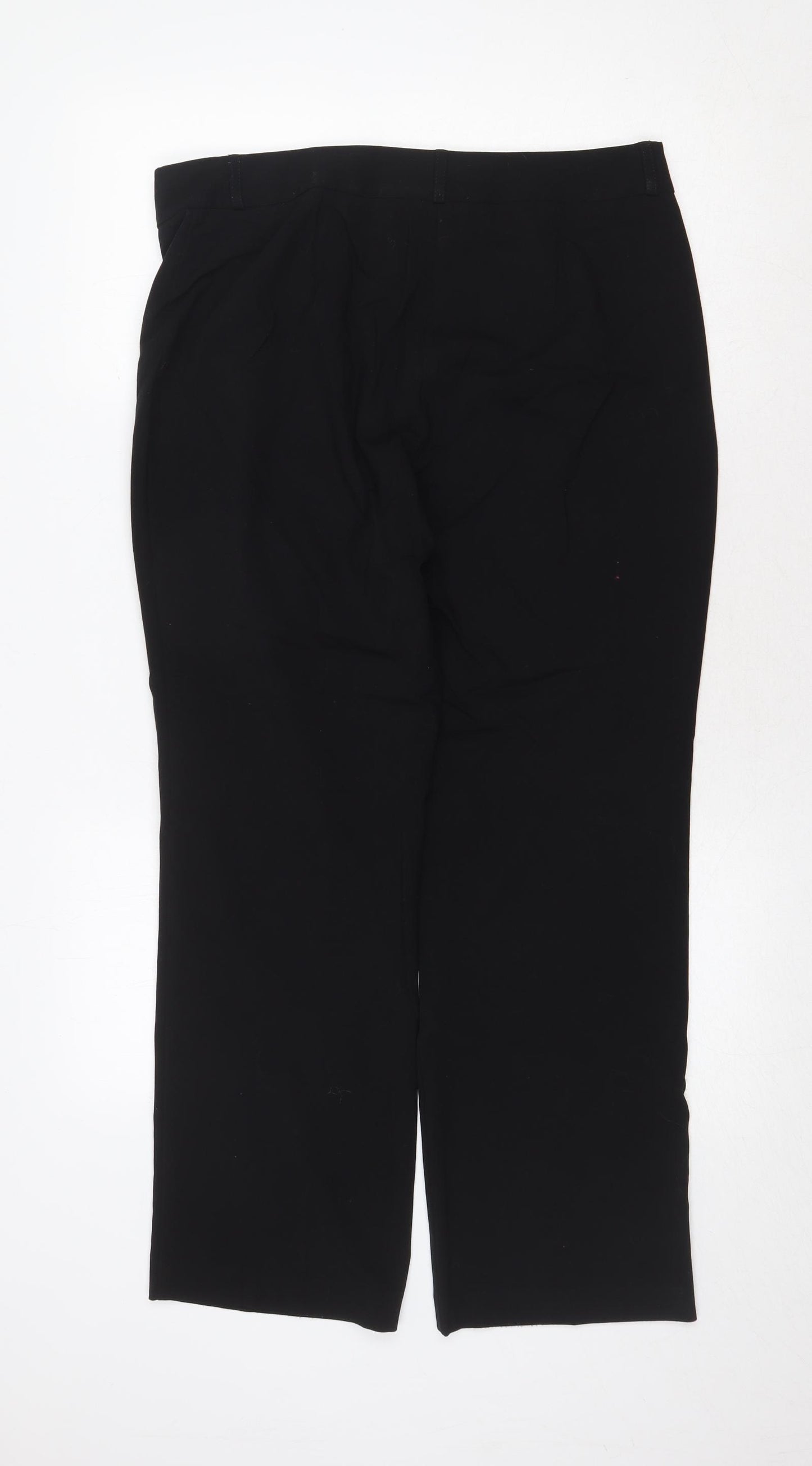 Marks and Spencer Womens Black Polyester Dress Pants Trousers Size 14 Regular Zip