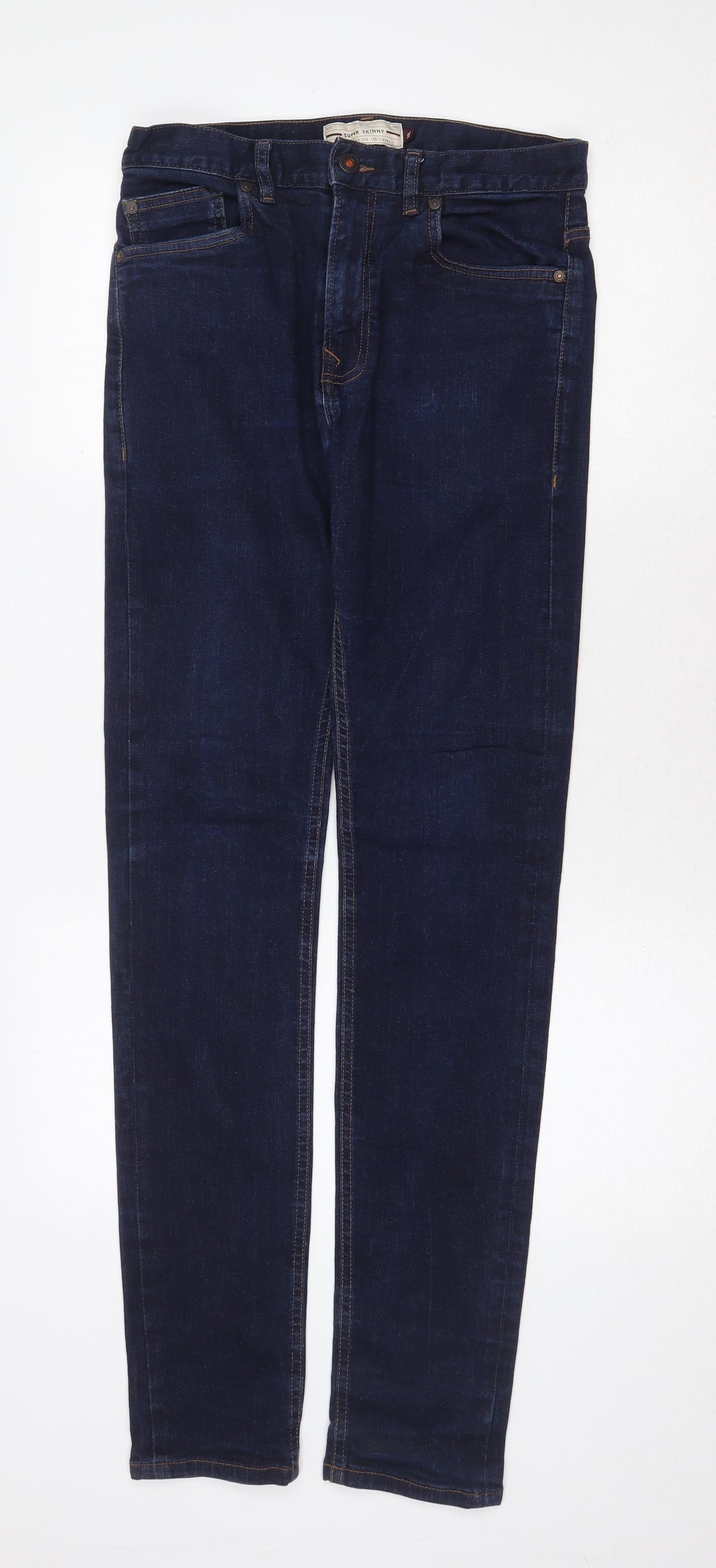NEXT Mens Blue Cotton Skinny Jeans Size 30 in Regular Zip