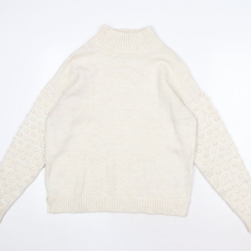 NEXT Womens Beige High Neck Acrylic Pullover Jumper Size S - Textured