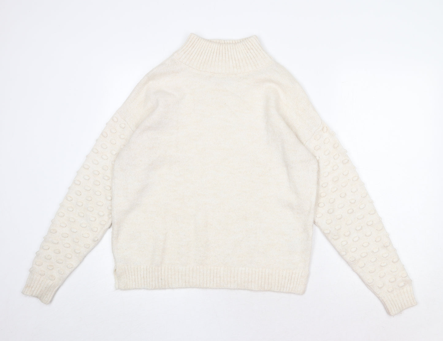 NEXT Womens Beige High Neck Acrylic Pullover Jumper Size S - Textured