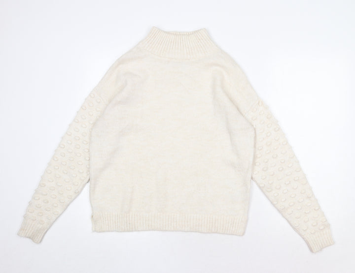 NEXT Womens Beige High Neck Acrylic Pullover Jumper Size S - Textured