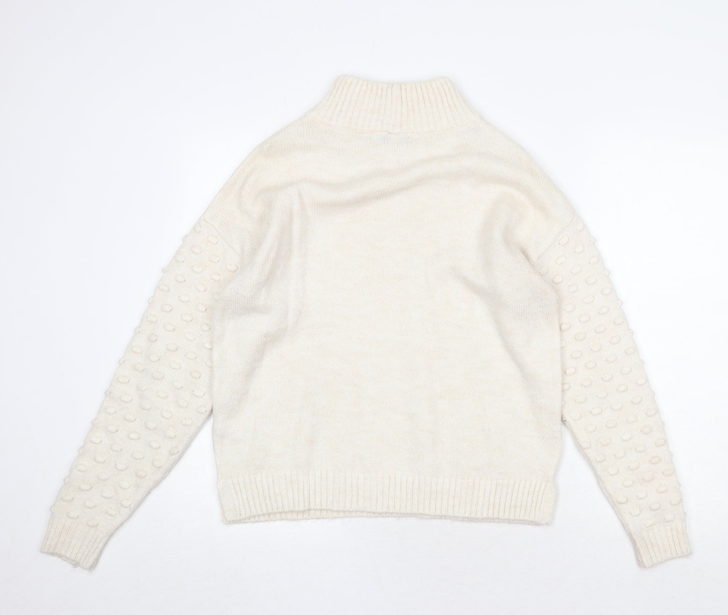 NEXT Womens Beige High Neck Acrylic Pullover Jumper Size S - Textured
