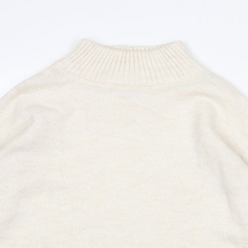 NEXT Womens Beige High Neck Acrylic Pullover Jumper Size S - Textured