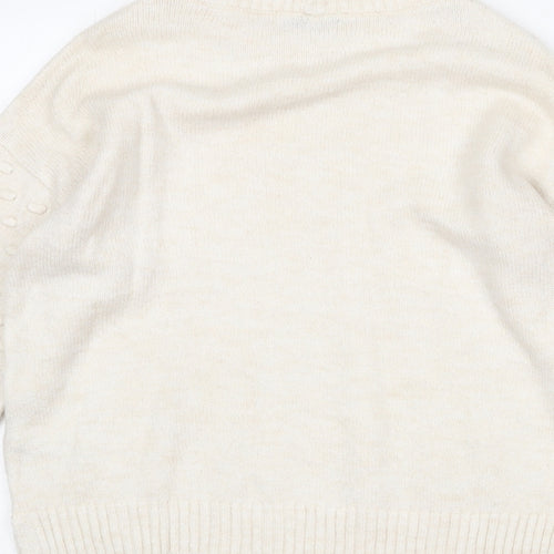 NEXT Womens Beige High Neck Acrylic Pullover Jumper Size S - Textured