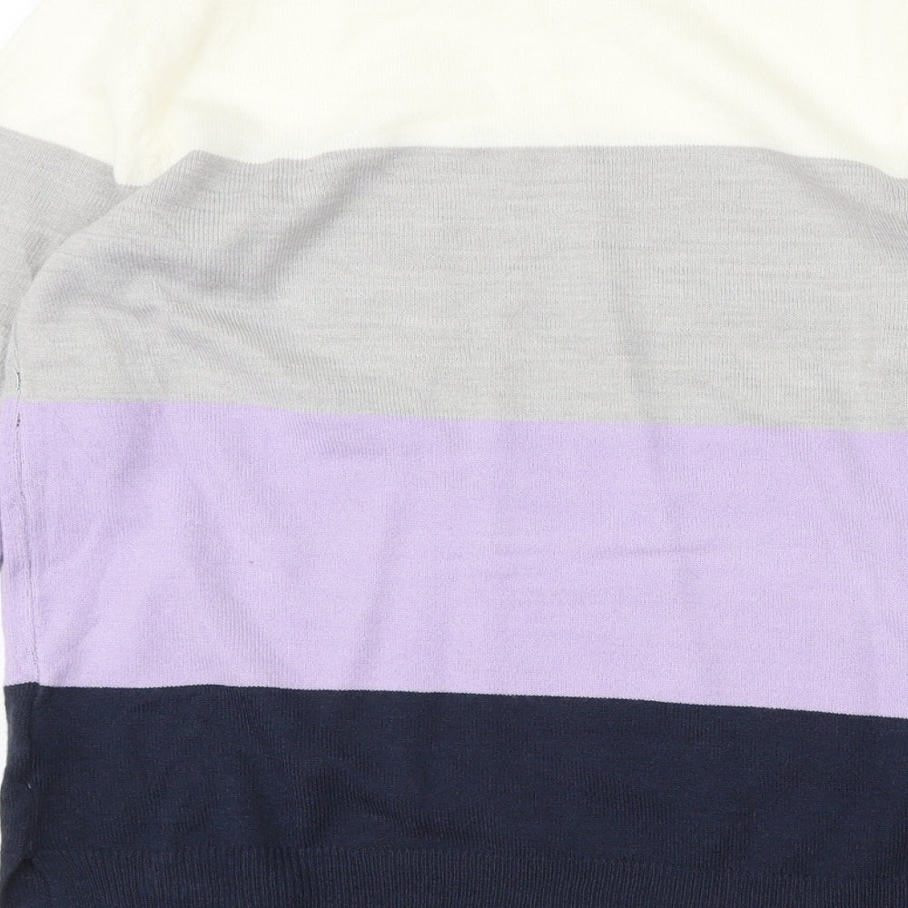 Marks and Spencer Womens Multicoloured Round Neck Striped Acrylic Pullover Jumper Size 10