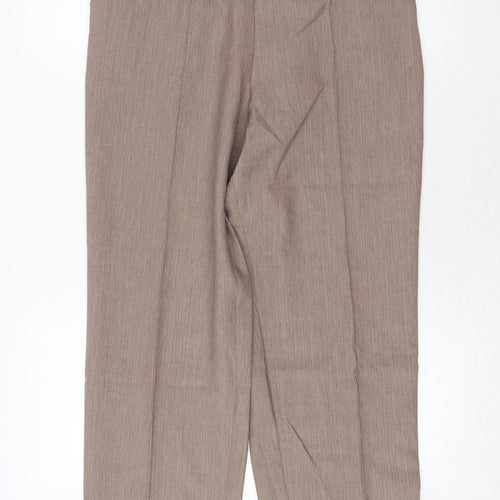 Marks and Spencer Womens Beige Polyester Trousers Size 12 Regular