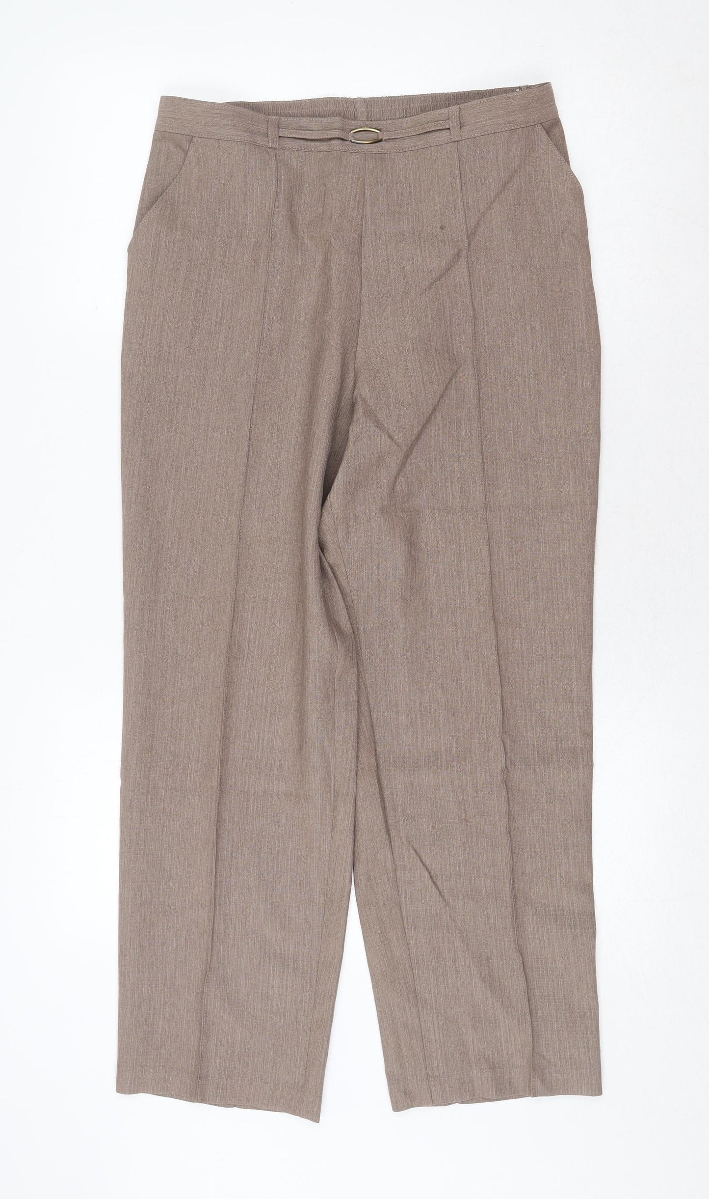 Marks and Spencer Womens Beige Polyester Trousers Size 12 Regular