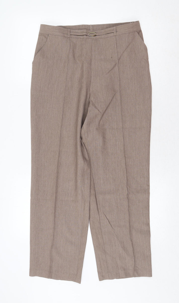 Marks and Spencer Womens Beige Polyester Trousers Size 12 Regular
