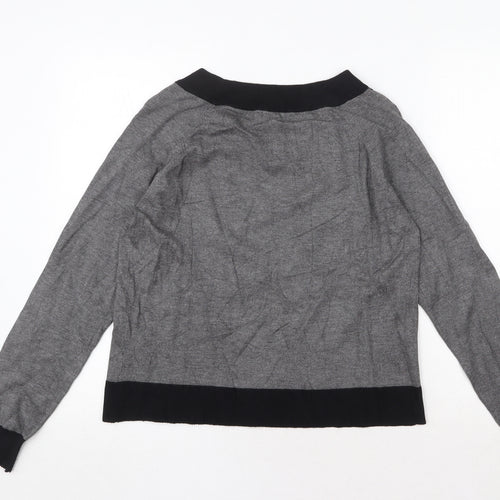 M&Co Womens Grey Boat Neck Viscose Pullover Jumper Size L