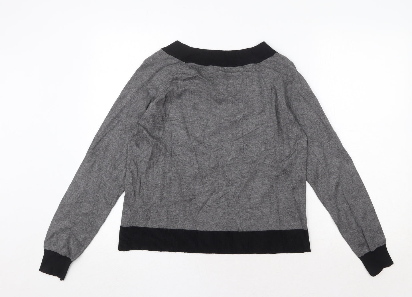 M&Co Womens Grey Boat Neck Viscose Pullover Jumper Size L