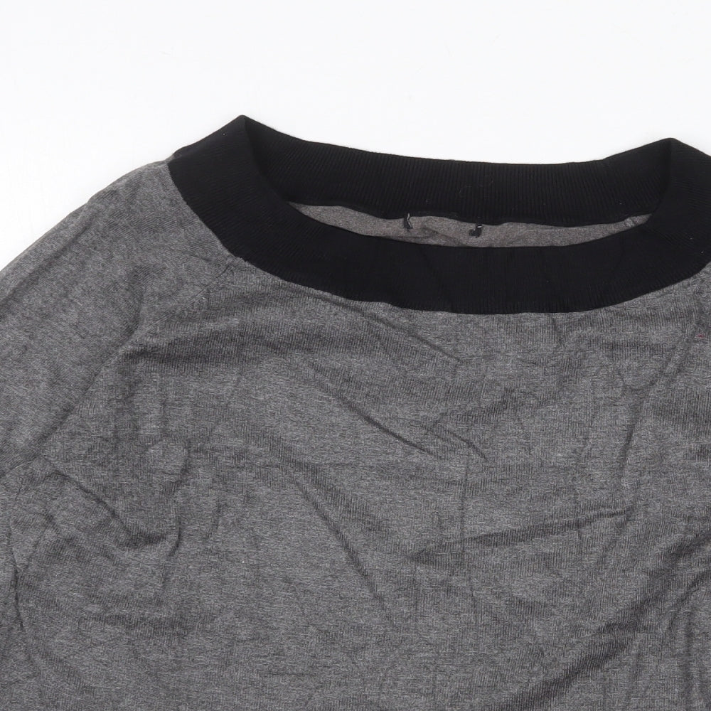 M&Co Womens Grey Boat Neck Viscose Pullover Jumper Size L