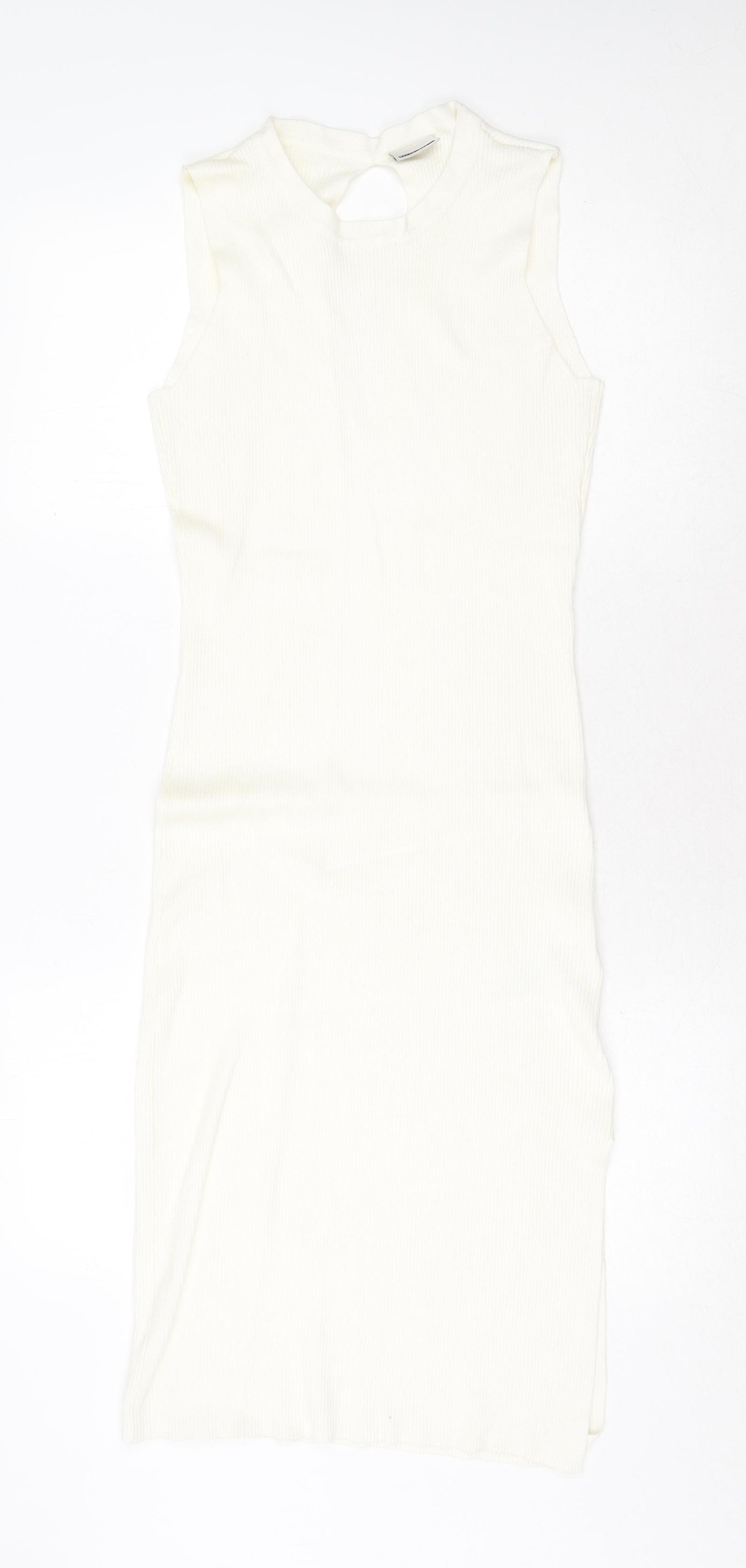 Noisy may Womens White Viscose Bodycon Size M Round Neck Pullover