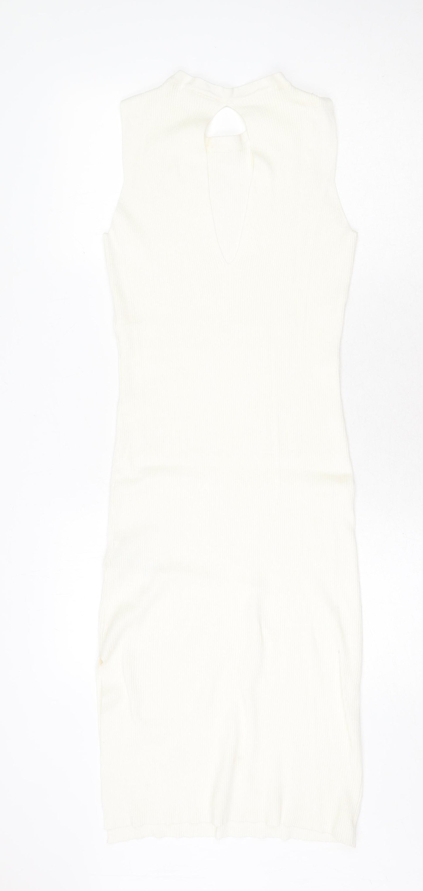 Noisy may Womens White Viscose Bodycon Size M Round Neck Pullover