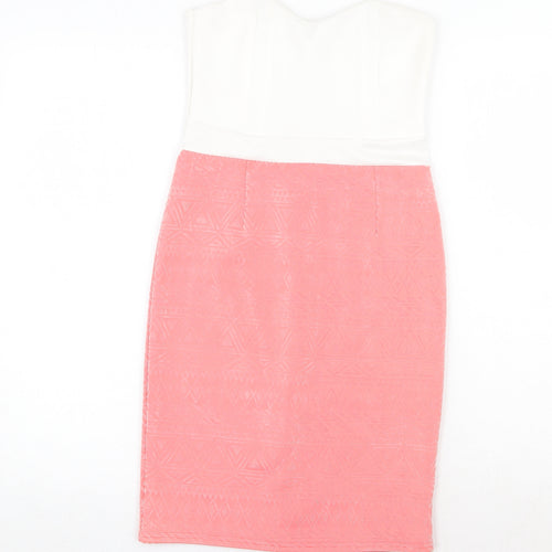 Boohoo Womens Multicoloured Colourblock Polyester Bodycon Size 10 Sweetheart Zip