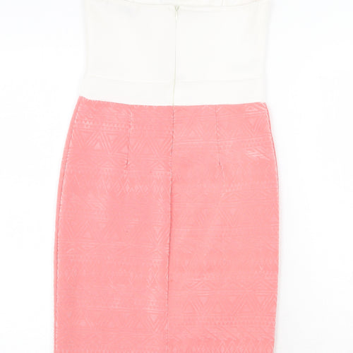 Boohoo Womens Multicoloured Colourblock Polyester Bodycon Size 10 Sweetheart Zip