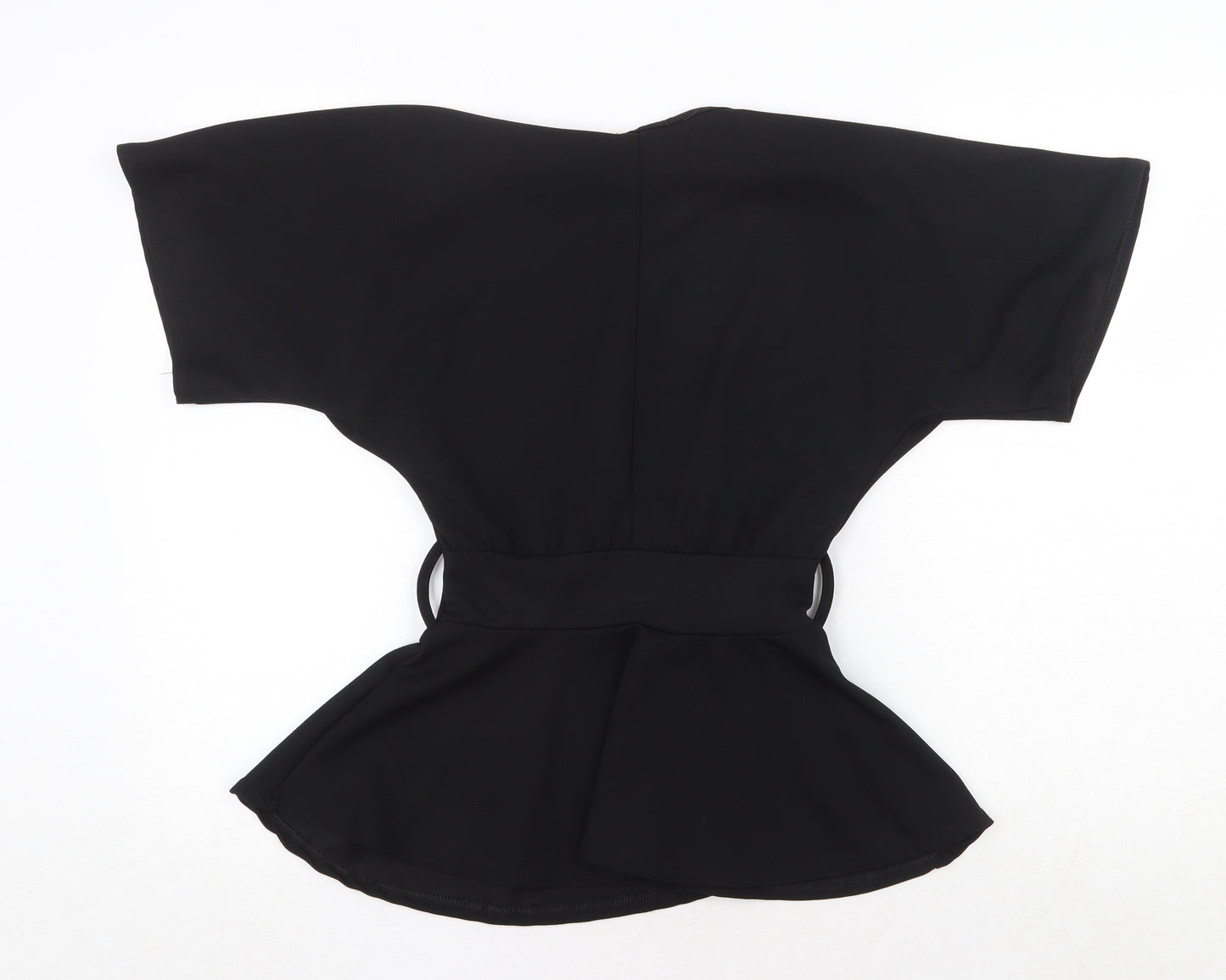 Boohoo Womens Black Polyester Basic Blouse Size 8 Round Neck