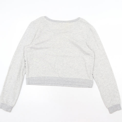 FOREVER 21 Womens Grey Geometric Cotton Pullover Sweatshirt Size L Pullover