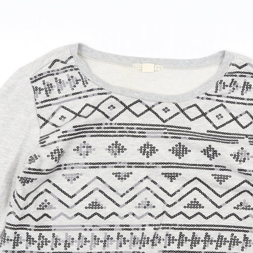FOREVER 21 Womens Grey Geometric Cotton Pullover Sweatshirt Size L Pullover
