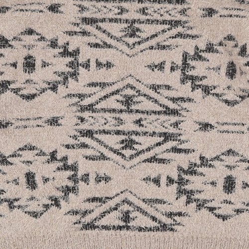 Marks and Spencer Womens Beige Boat Neck Geometric Polyester Pullover Jumper Size 16