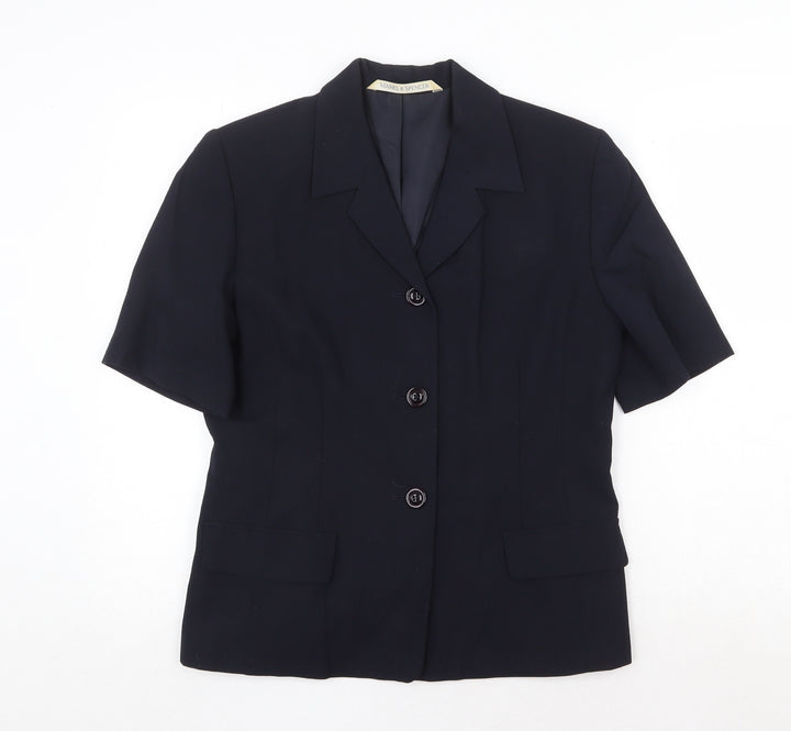 Marks and Spencer Womens Blue Jacket Blazer Size 12 Button