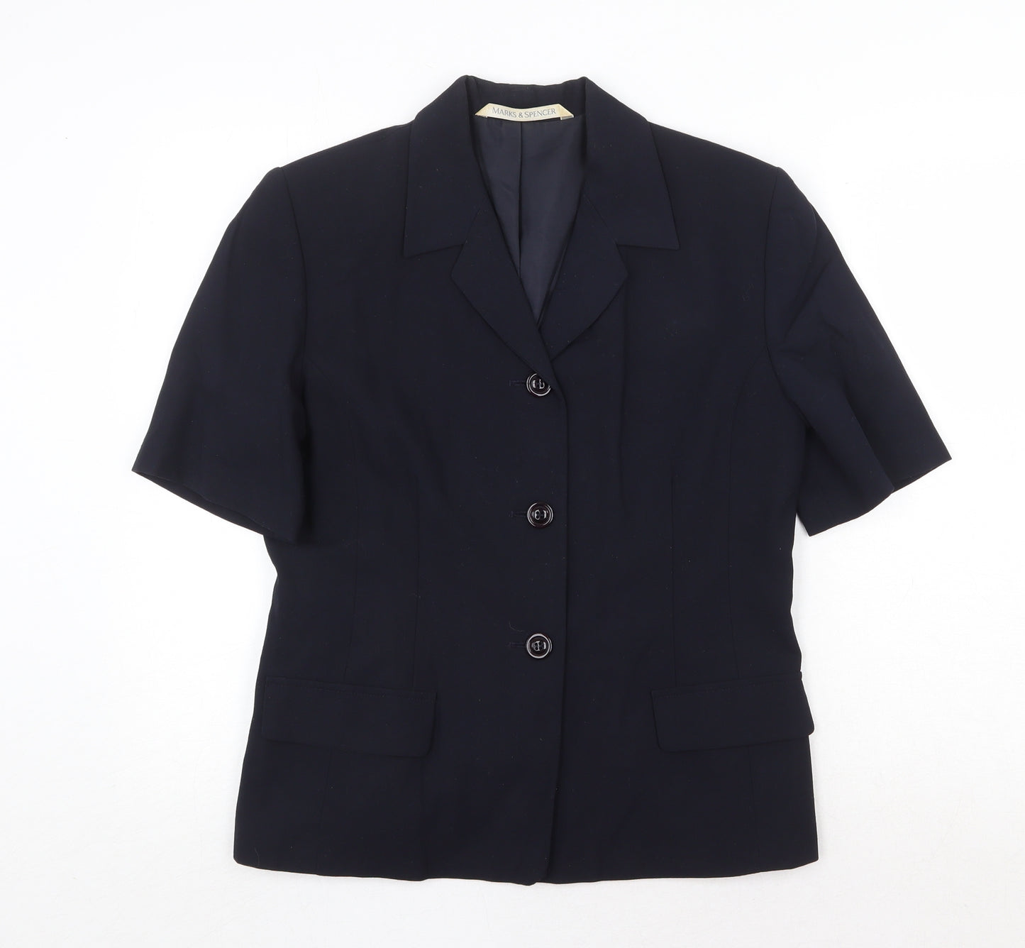 Marks and Spencer Womens Blue Jacket Blazer Size 12 Button