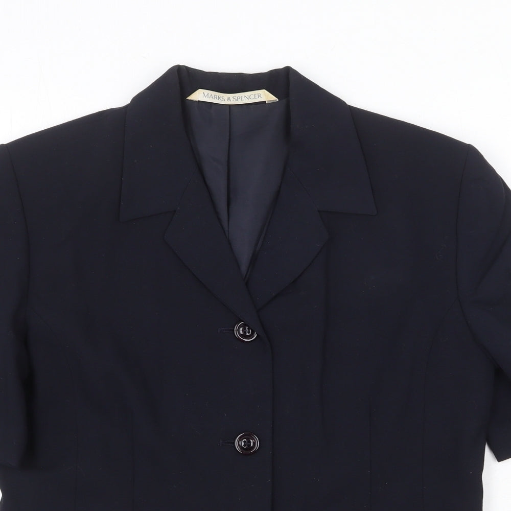 Marks and Spencer Womens Blue Jacket Blazer Size 12 Button