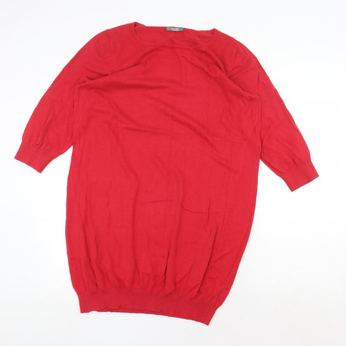 South Womens Red Boat Neck Cotton Pullover Jumper Size 16