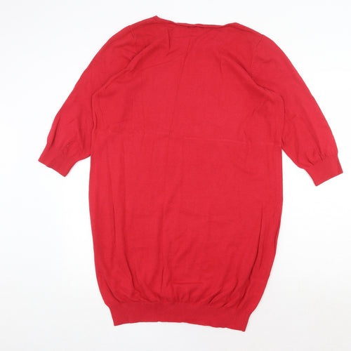 South Womens Red Boat Neck Cotton Pullover Jumper Size 16