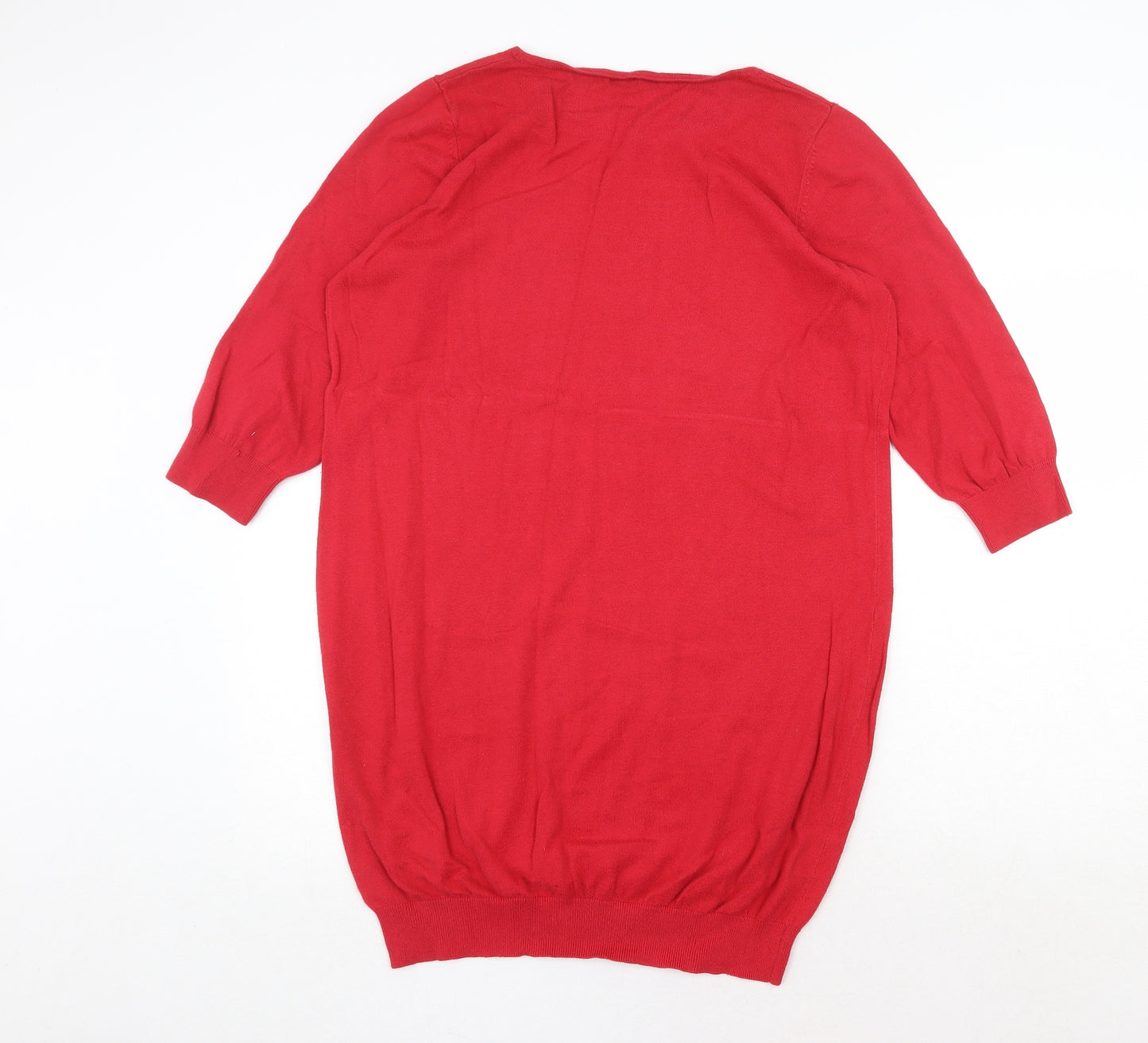South Womens Red Boat Neck Cotton Pullover Jumper Size 16